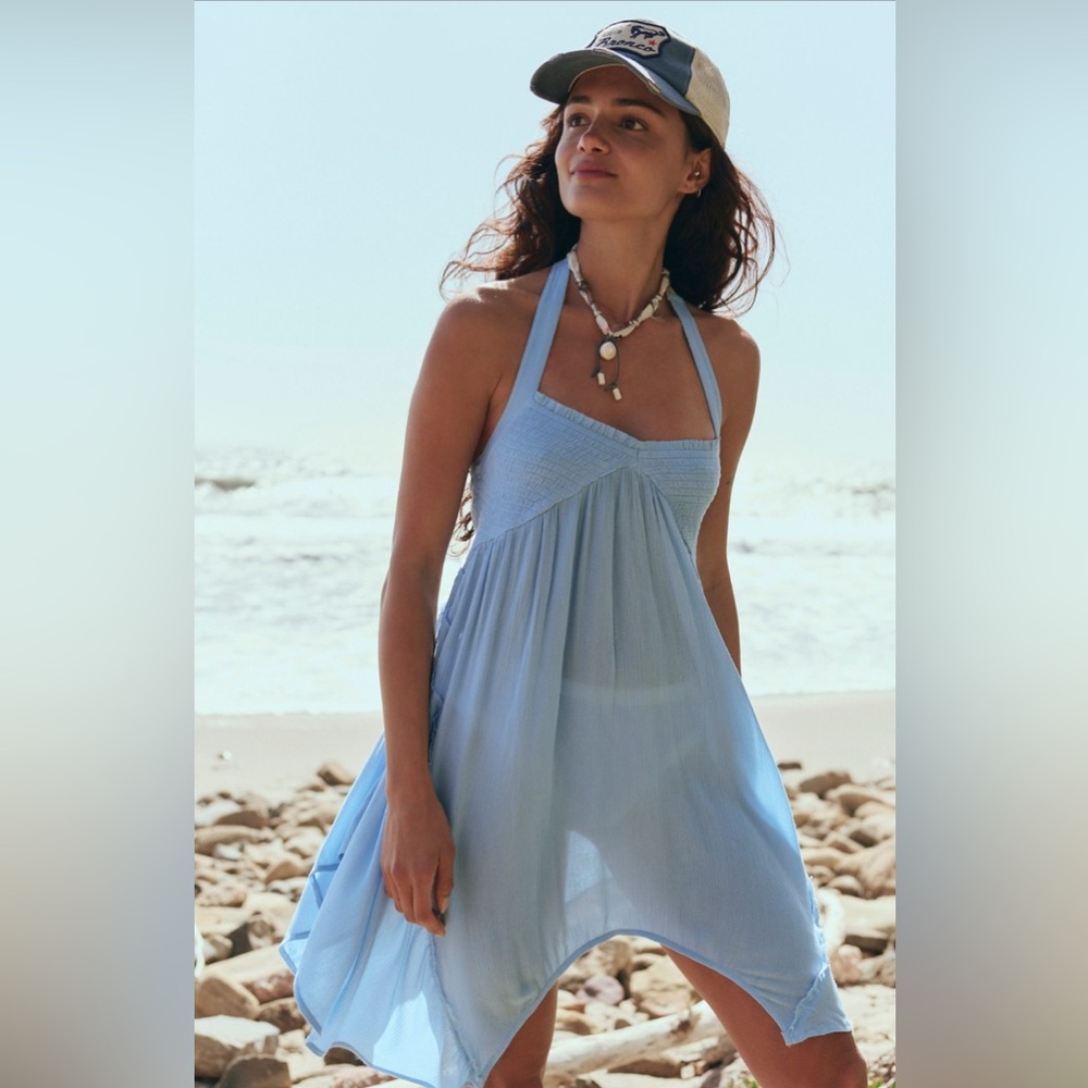 Free People Light Blue Halter Tunic Dress